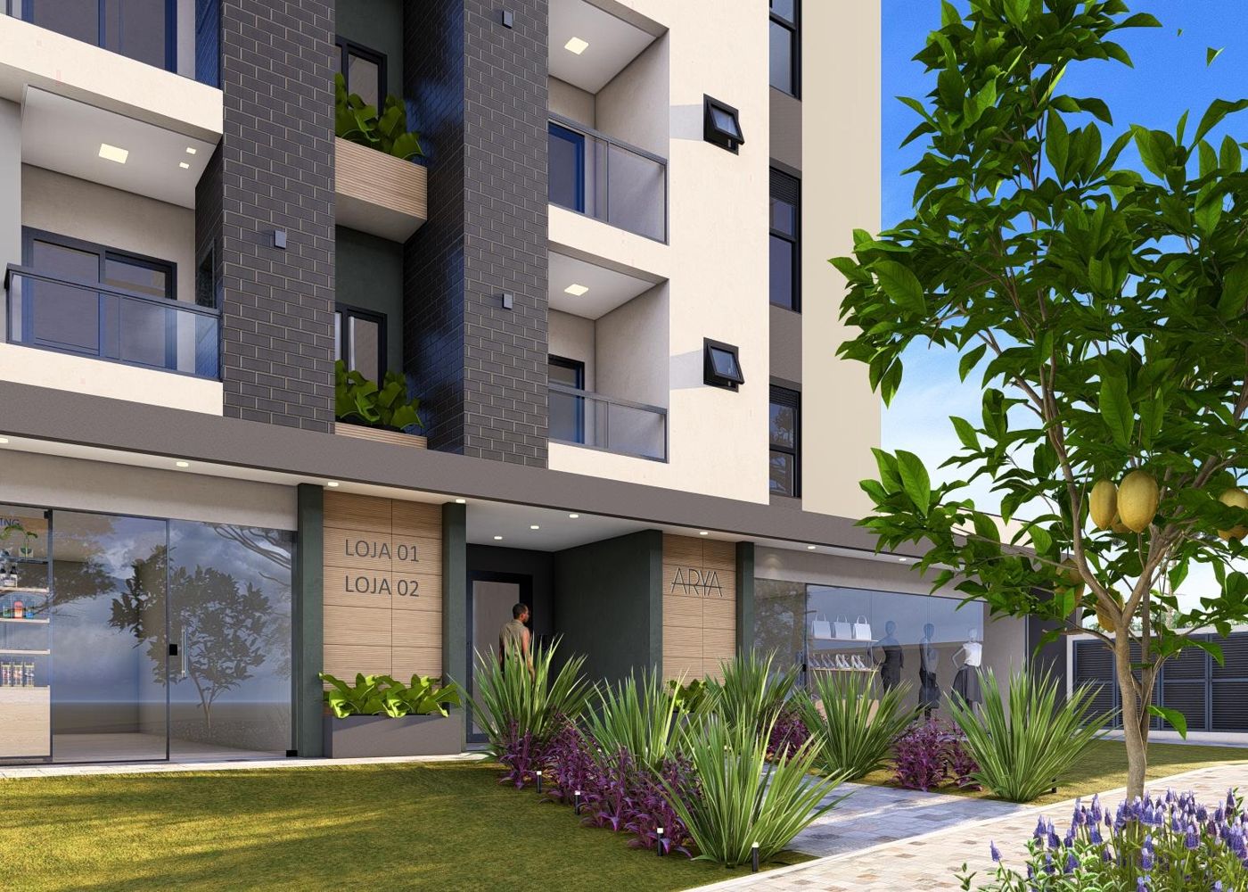 Fachada do Residencial ARYA, prédio residencial de 5 pavimentos em Serafina Corrêa